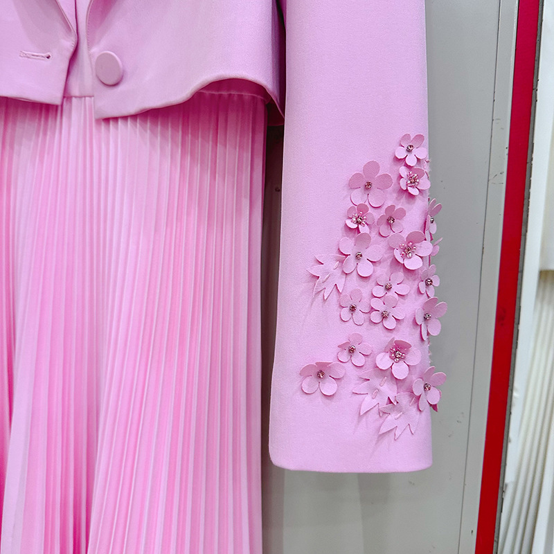 Sling crimp dress flowers stereoscopic coat 2pcs set