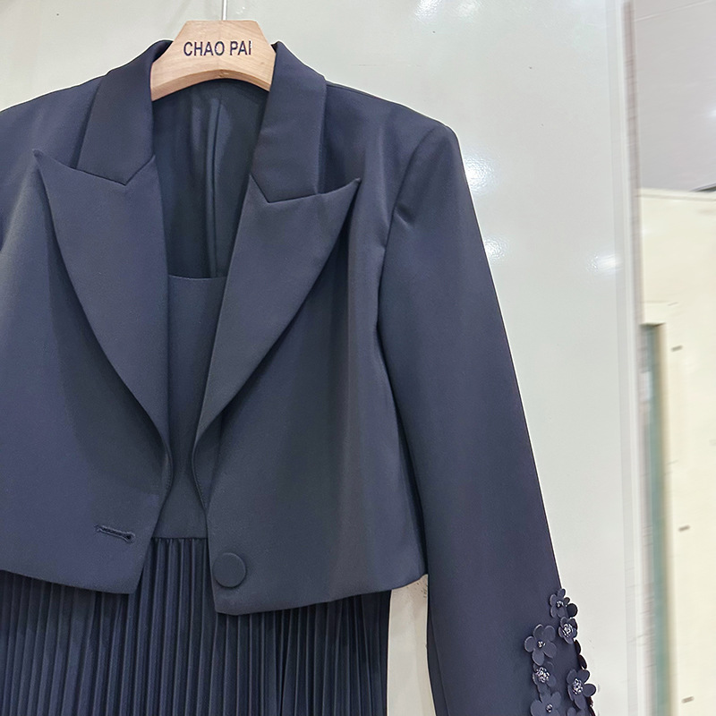 Sling crimp dress flowers stereoscopic coat 2pcs set