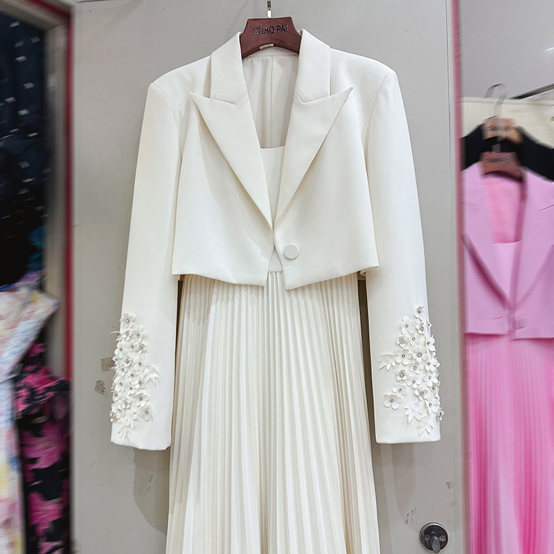 Sling crimp dress flowers stereoscopic coat 2pcs set