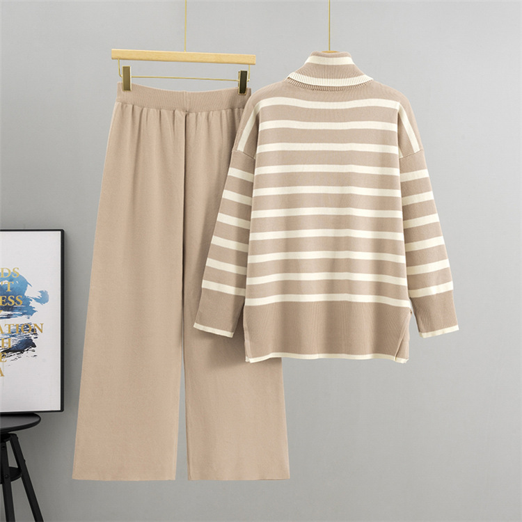 Fashion sweater Casual wide leg pants 2pcs set for women