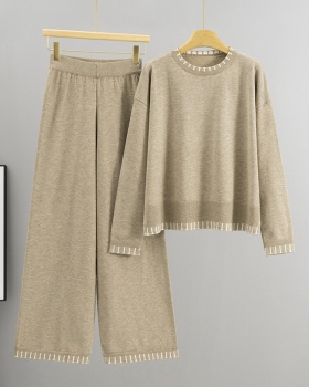 Fashion sweater wide leg pants 2pcs set for women