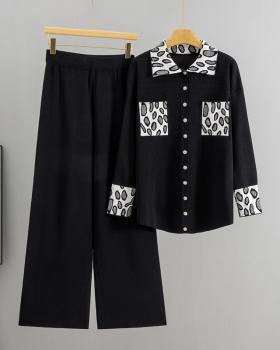 Knitted wide leg pants Casual cardigan 2pcs set