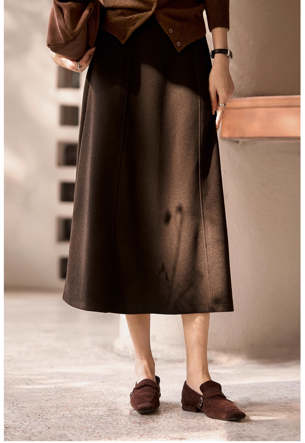 Temperament autumn and winter commuting wool A-line skirt