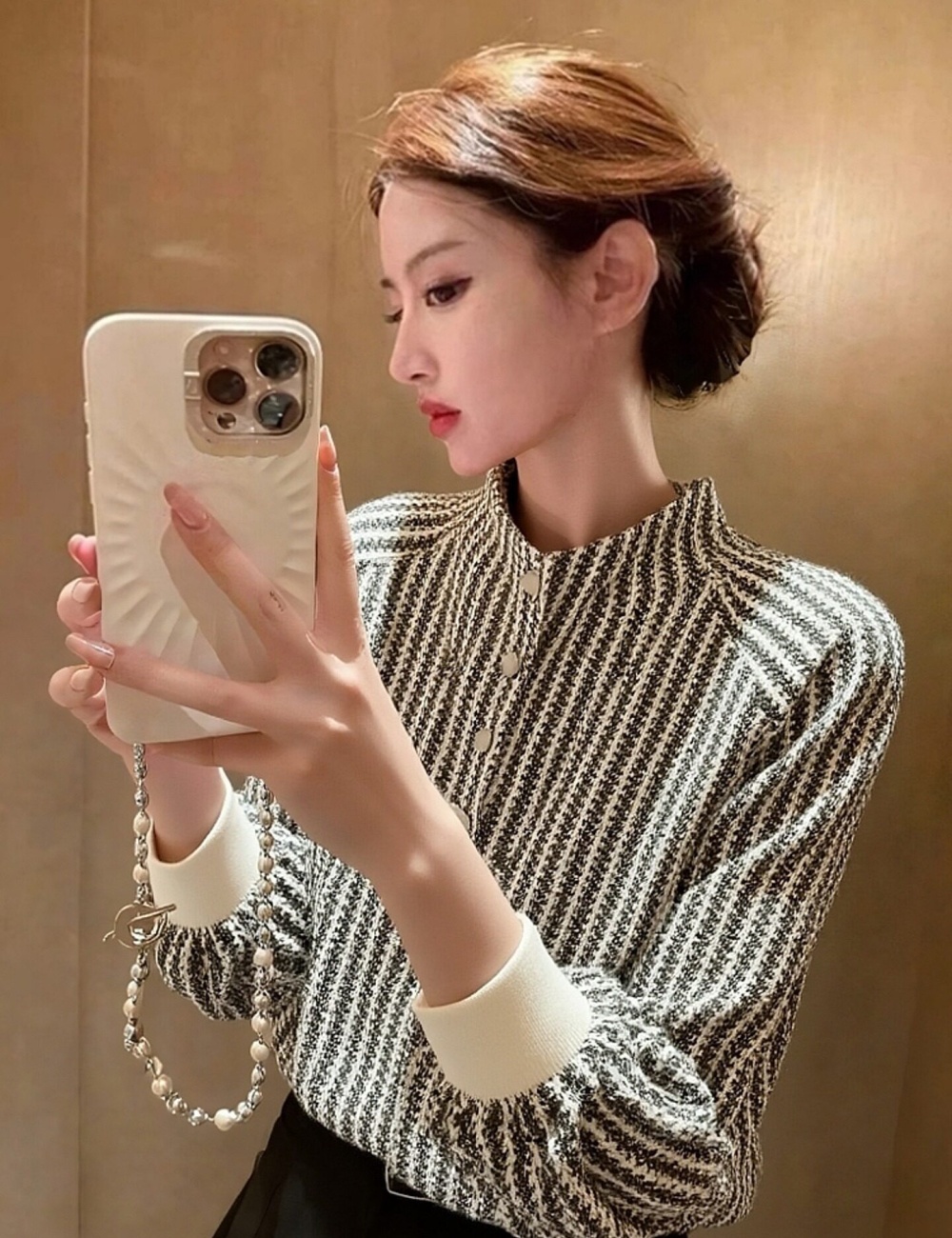 Stripe Western style tops winter bottoming shirt