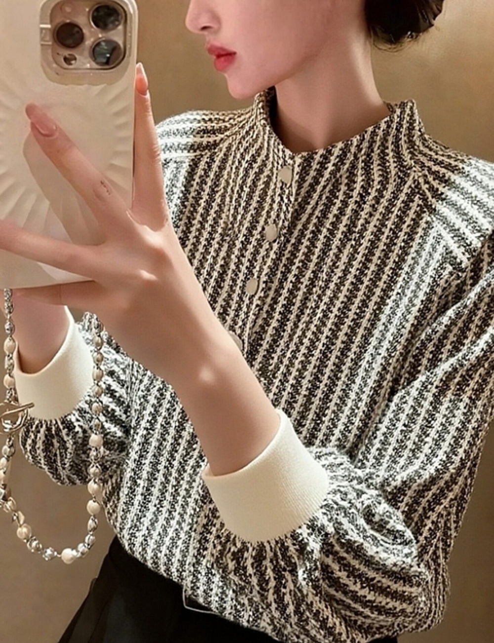 Stripe Western style tops winter bottoming shirt