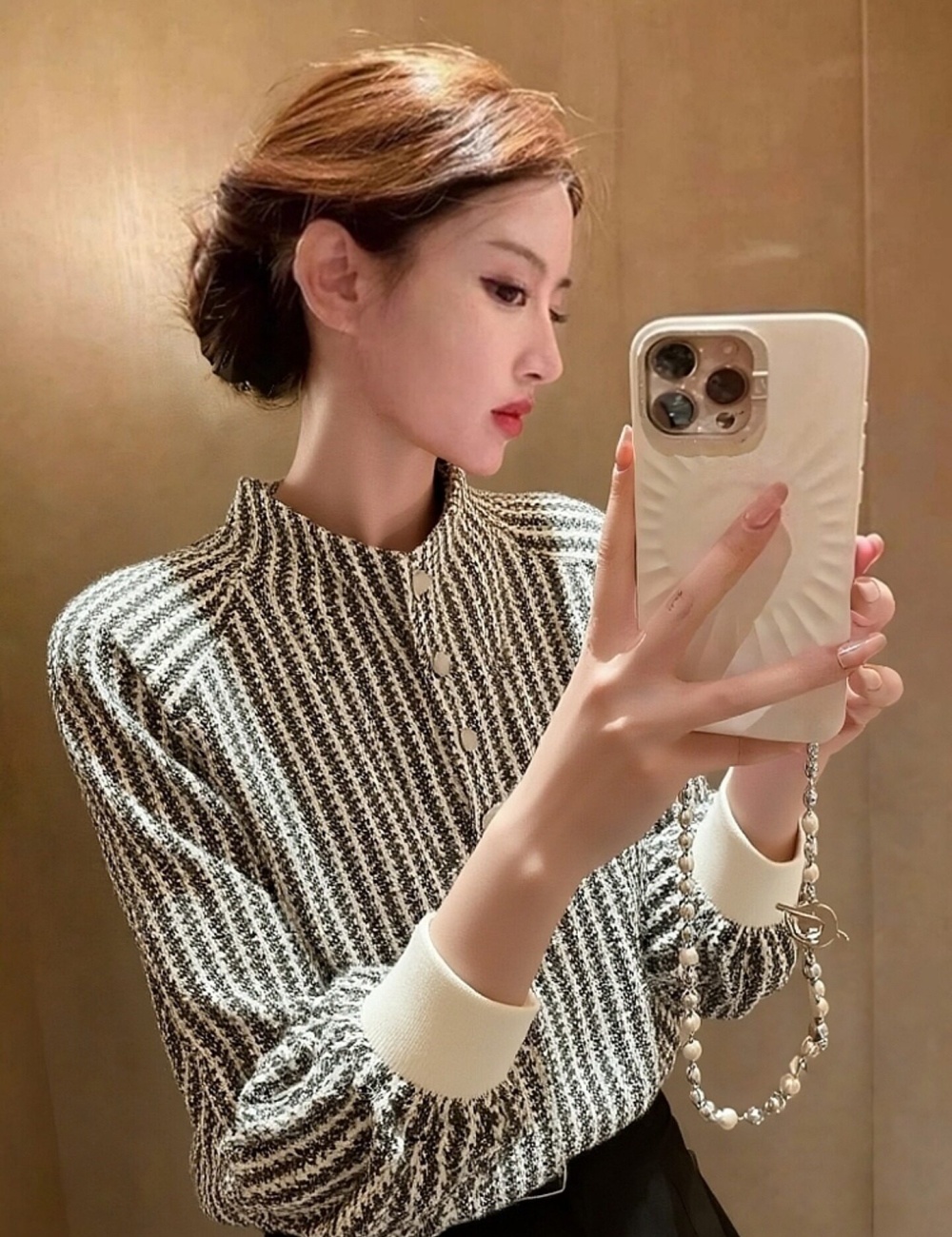 Stripe Western style tops winter bottoming shirt