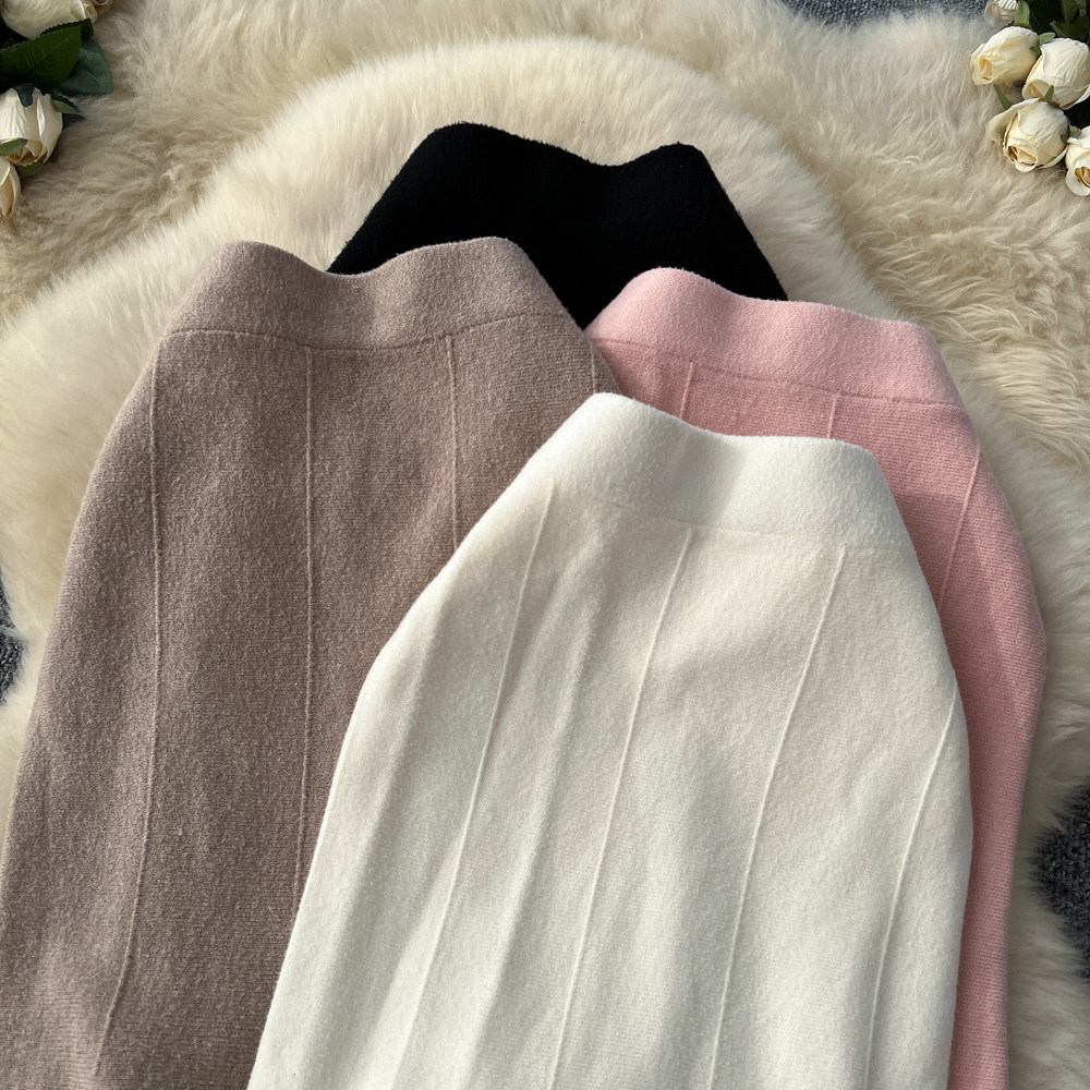 Knitted slim long dress autumn and winter skirt for women