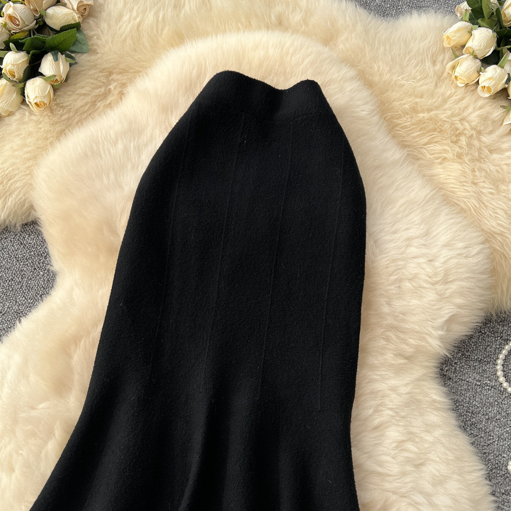 Knitted slim long dress autumn and winter skirt for women