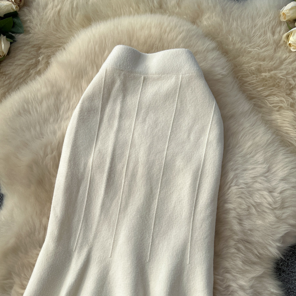 Knitted slim long dress autumn and winter skirt for women