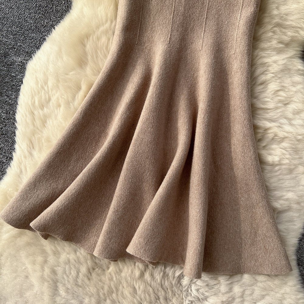 Knitted slim long dress autumn and winter skirt for women