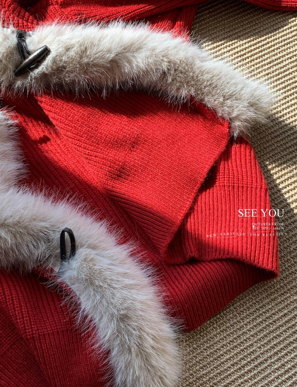 Playful horn buckle hooded winter sweater