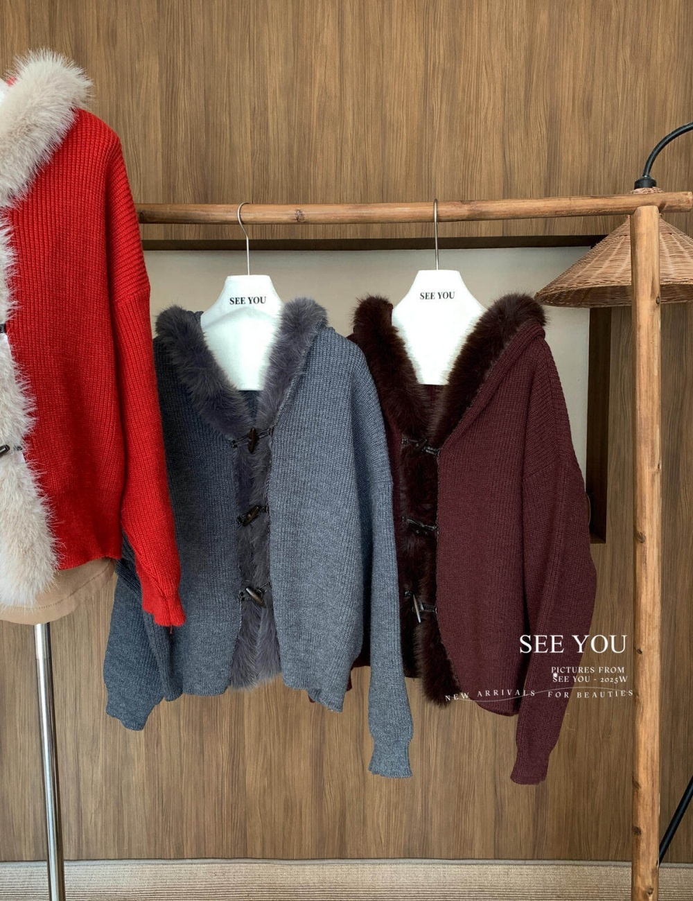 Playful horn buckle hooded winter sweater