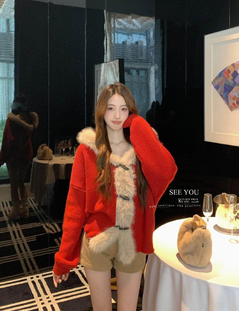 Playful horn buckle hooded winter sweater