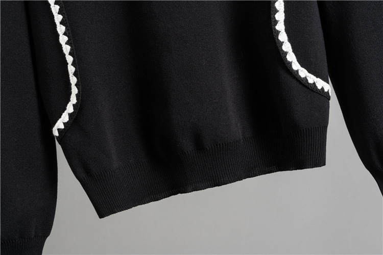 European style lace wide leg pants autumn sweater 2pcs set