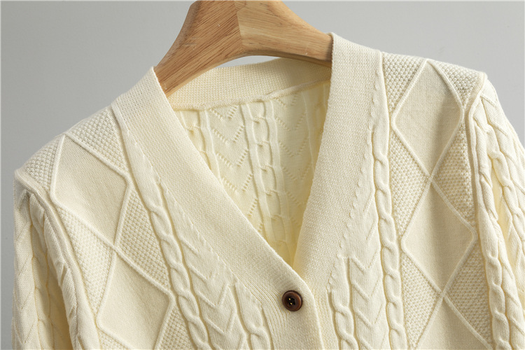 Knitted twist pattern cardigan high waist retro sweater 2pcs set