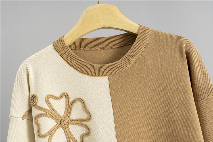 Autumn sweater loose wide leg pants 2pcs set for women