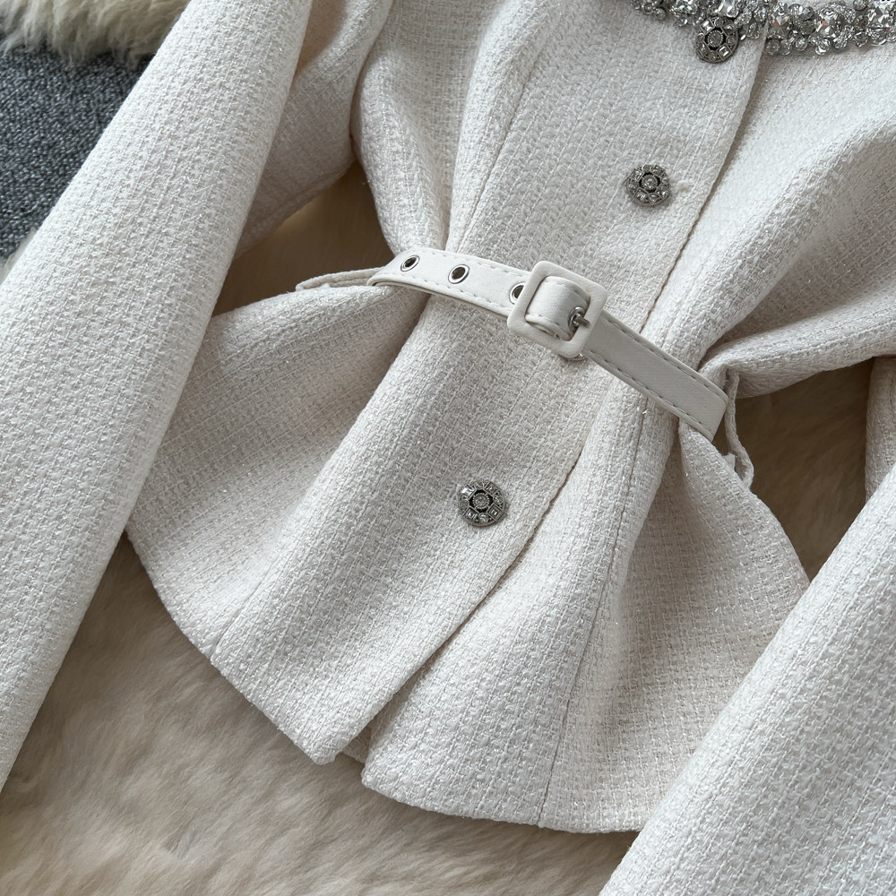 France style tops rhinestone skirt 2pcs set for women