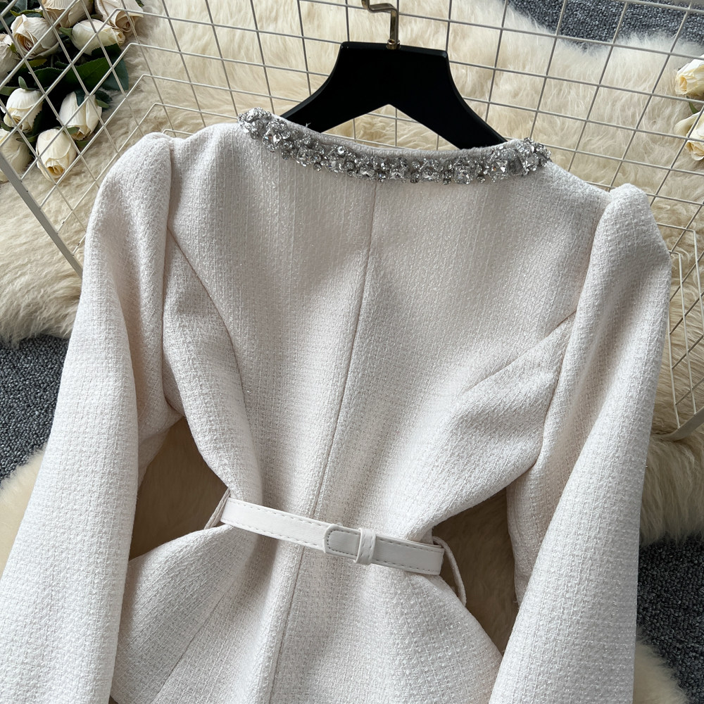 France style tops rhinestone skirt 2pcs set for women