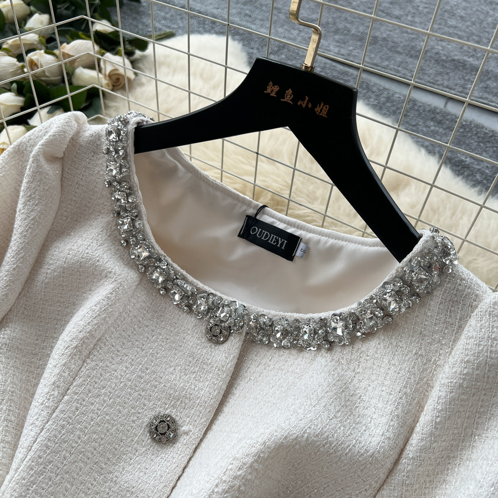 France style tops rhinestone skirt 2pcs set for women