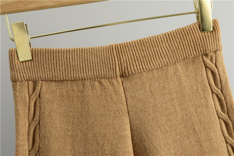 Casual sweater retro wide leg pants 2pcs set