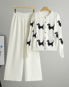 Jacquard cardigan coat 2pcs set