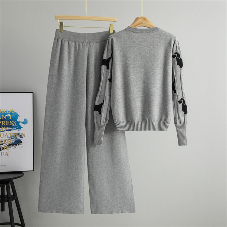 Jacquard cardigan coat 2pcs set