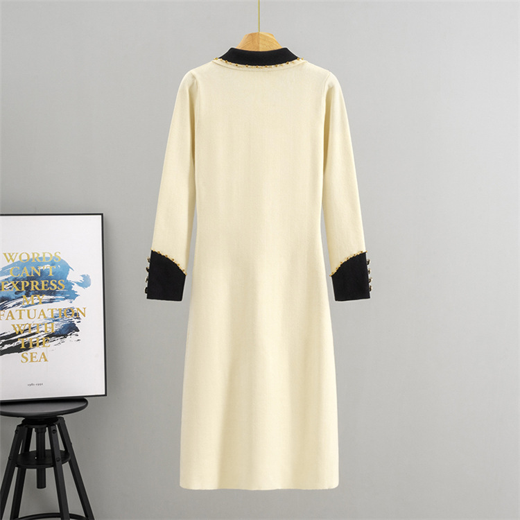 Long sleeve France style black dress for women