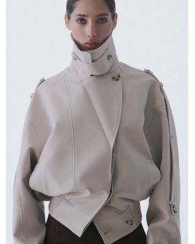 High collar British style coat fashion pure tops for women