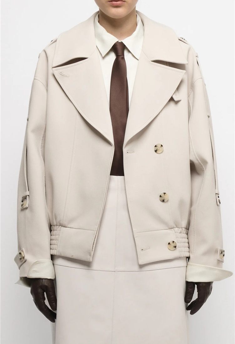 High collar British style coat fashion pure tops for women