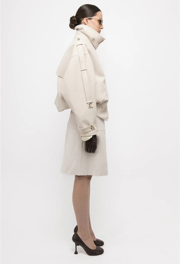 High collar British style coat fashion pure tops for women