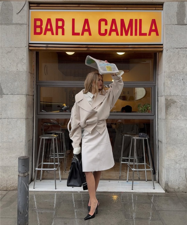 High collar British style coat fashion pure tops for women