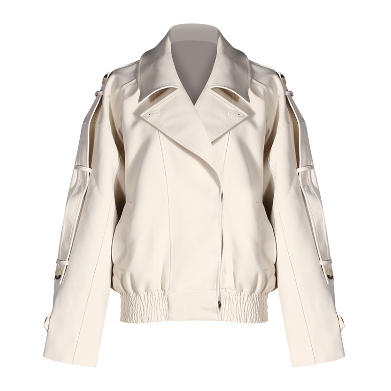 High collar British style coat fashion pure tops for women