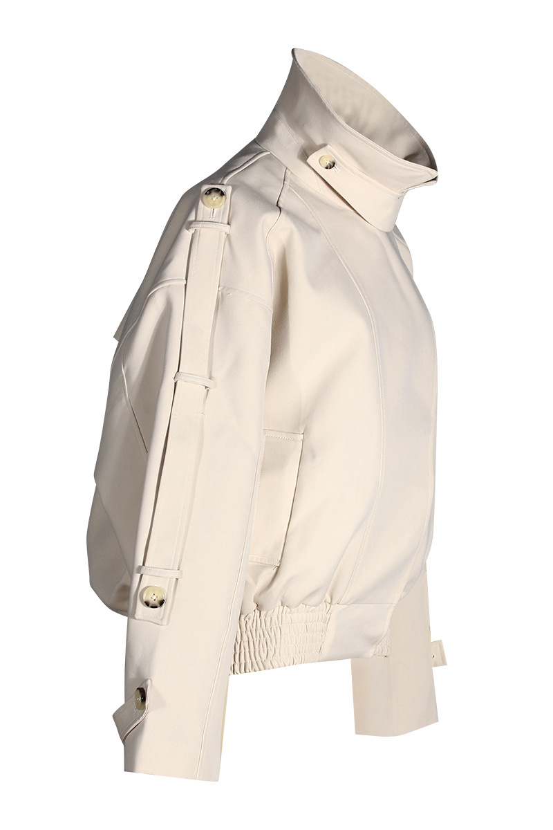 High collar British style coat fashion pure tops for women