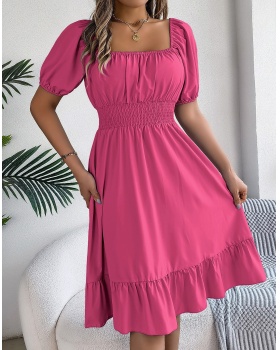 Short sleeve spring and summer pinched waist dress for women