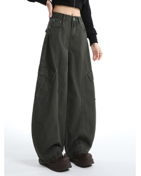 Fold couples work pants loose American style long pants