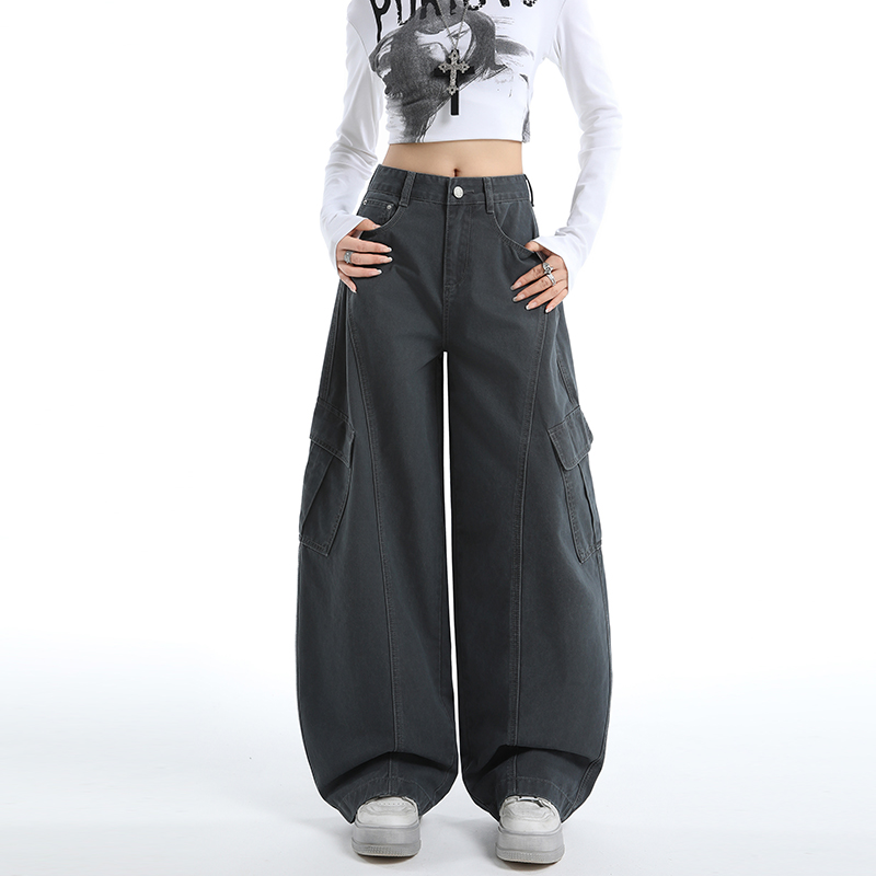 Fold couples work pants loose American style long pants