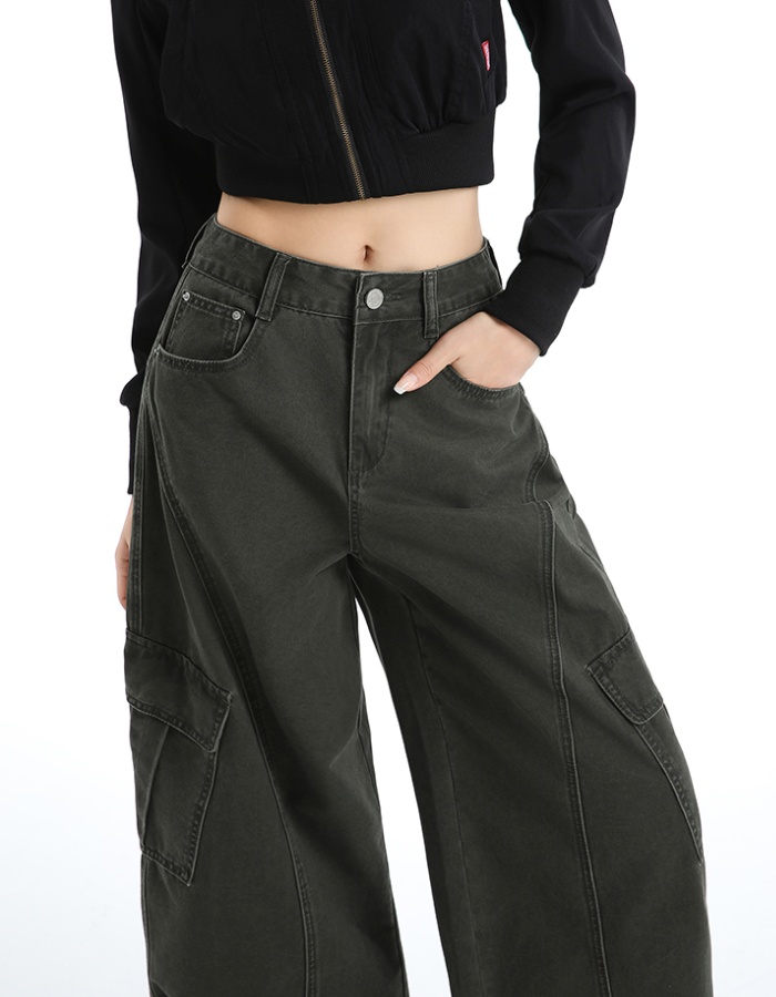 Fold couples work pants loose American style long pants