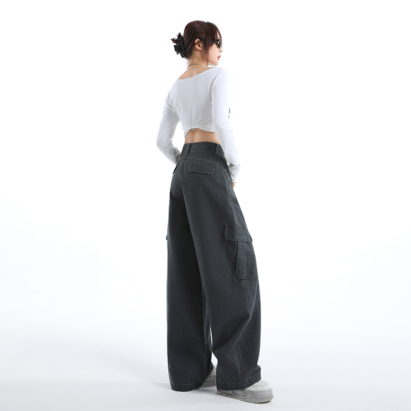 Fold couples work pants loose American style long pants
