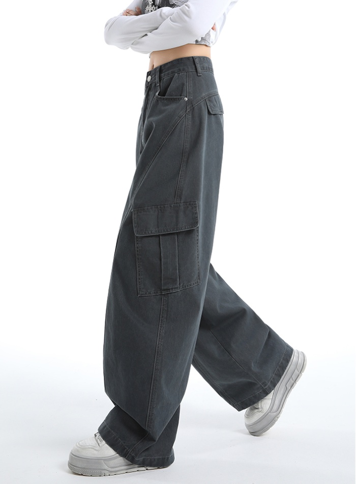 Fold couples work pants loose American style long pants