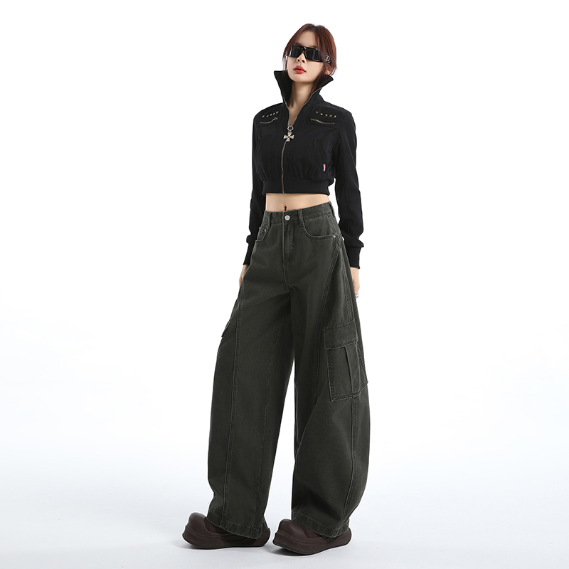 Fold couples work pants loose American style long pants