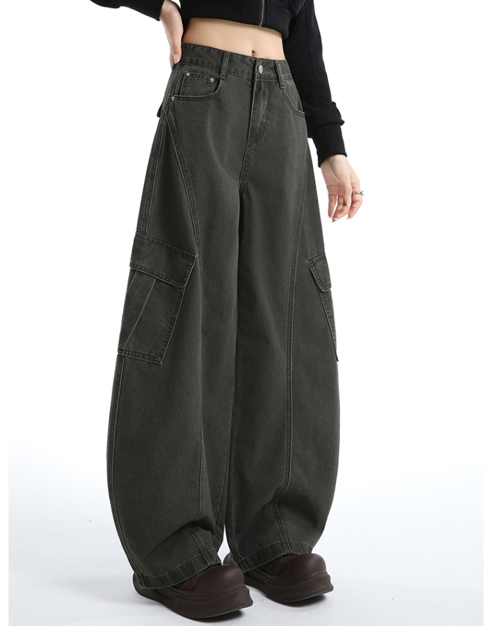 Fold couples work pants loose American style long pants