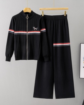 Twist cardigan wide leg pants 2pcs set for women