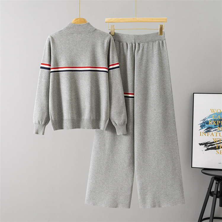 Twist cardigan wide leg pants 2pcs set for women