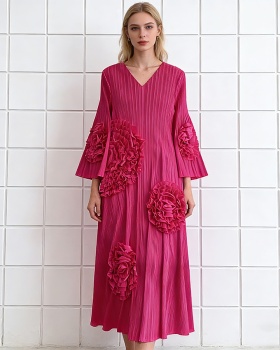 European style loose temperament flowers decoration dress