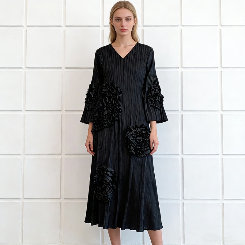 European style loose temperament flowers decoration dress