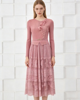 Flowers decoration long dress beading dress for women