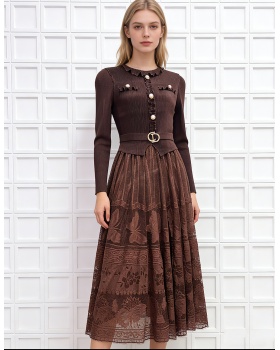 France style European style dress gauze fold long dress