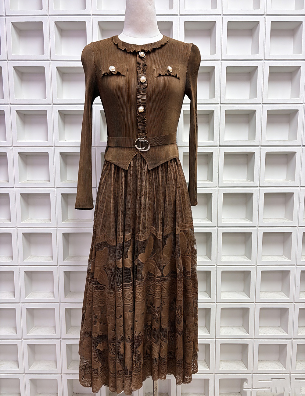 France style European style dress gauze fold long dress