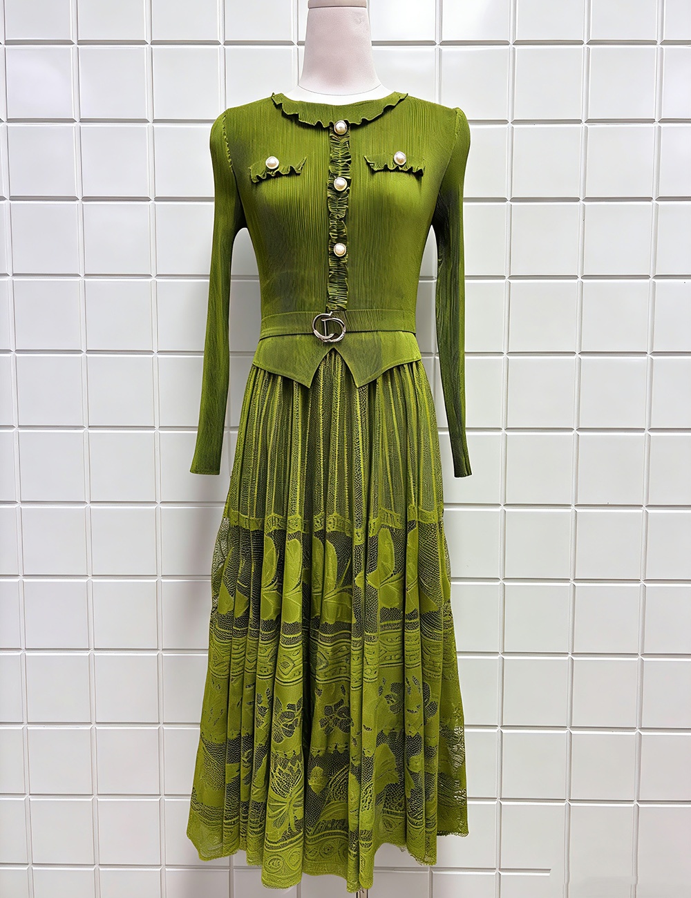 France style European style dress gauze fold long dress