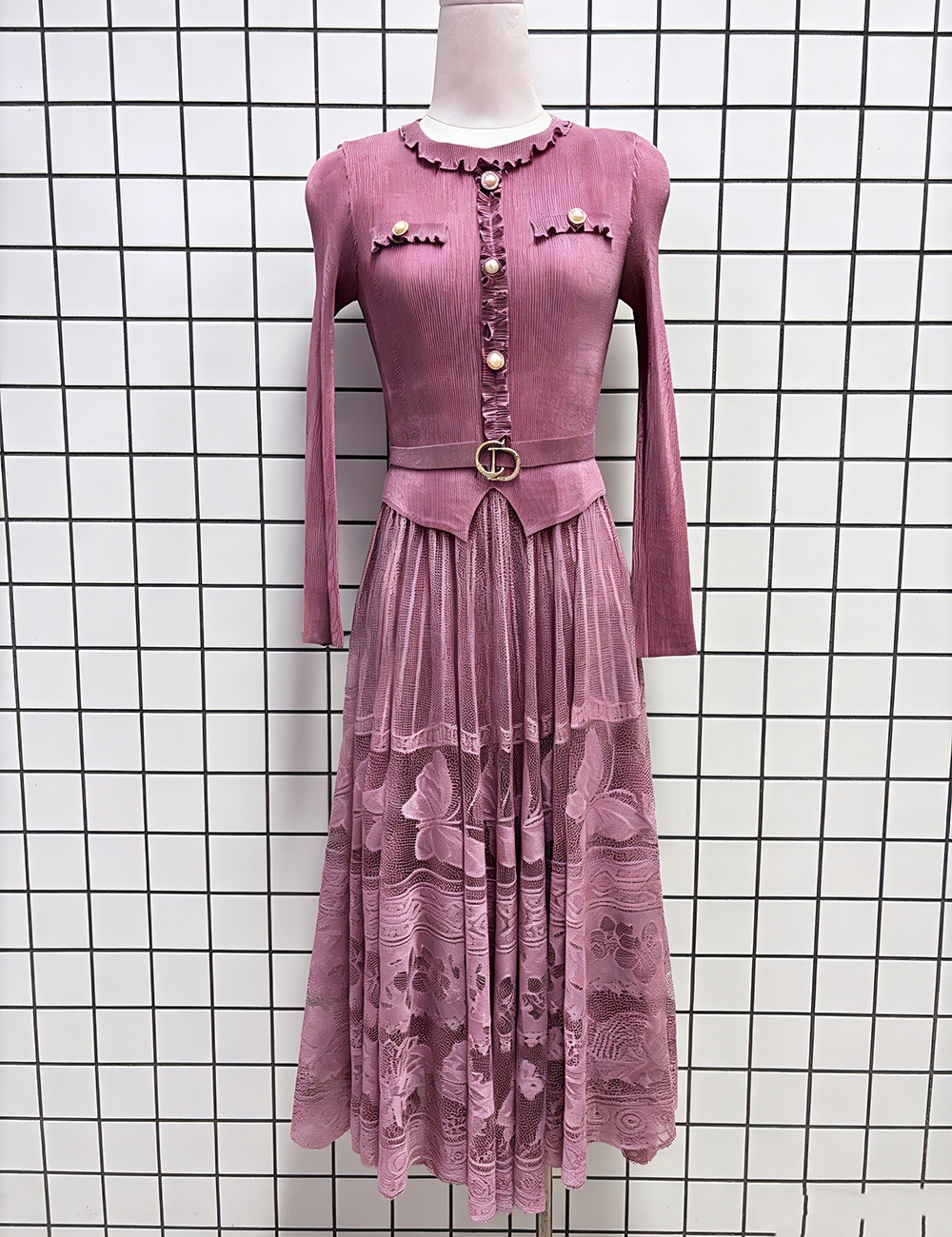 France style European style dress gauze fold long dress